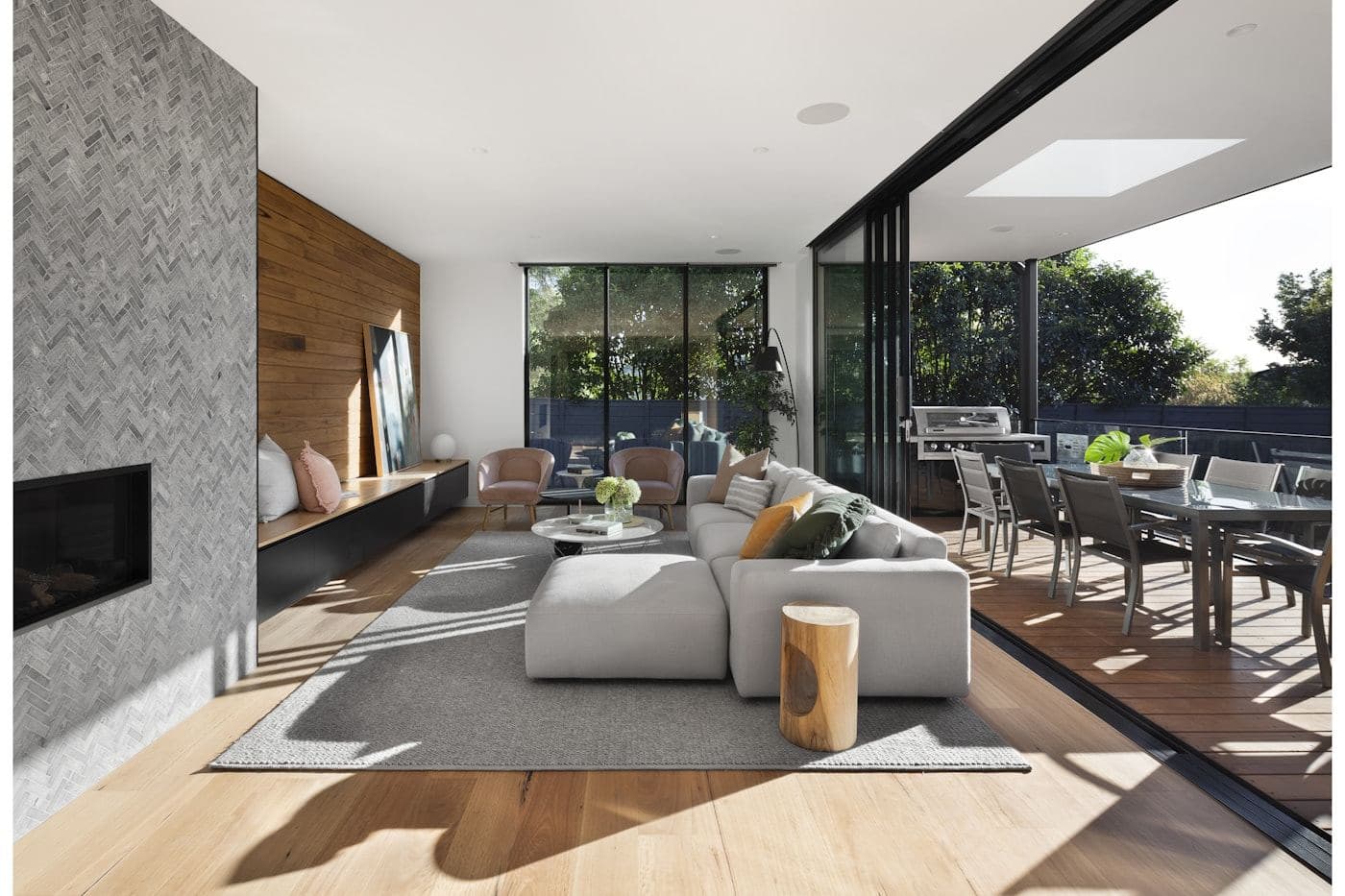 Family room open to the kitchen