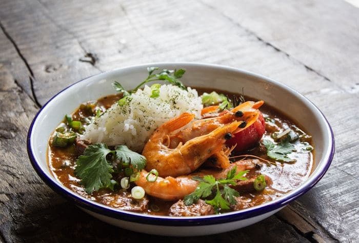Prawn coconut curry served with steamed rice